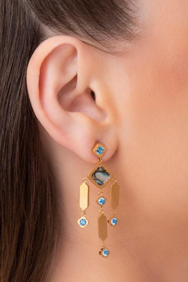Carisma Blue Lagoon Abalone Chandelier Earring Set