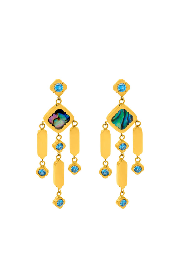 carisma Blue Lagoon Abalone Chandelier Earring Set