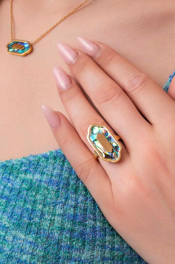 Carisma Blue Lagoon Abalone Ring & Bangle Gift Set