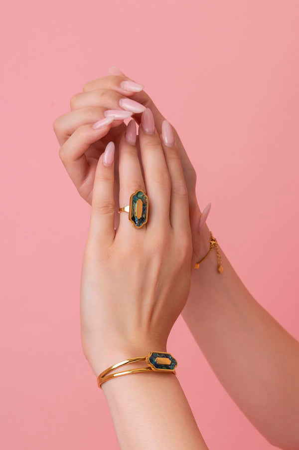 Carisma Blue Lagoon Abalone Ring & Bangle Gift Set