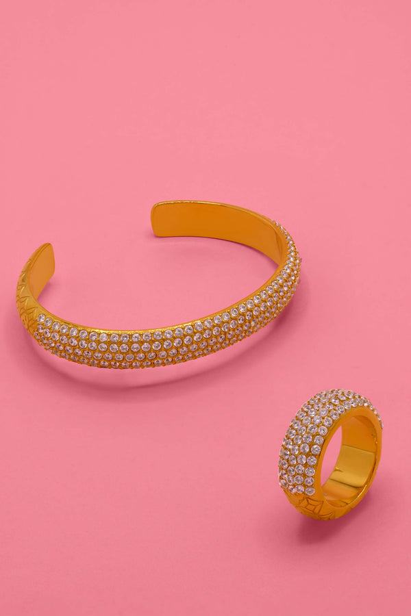 carisma Blush Pavé Patterned Bangle & Ring Gift Set