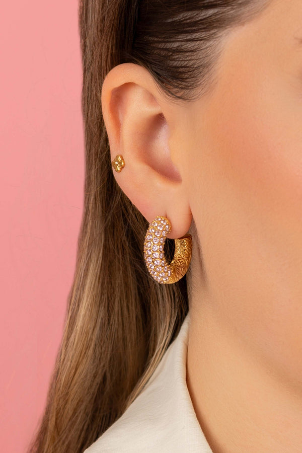 Carisma Blush Pavé Patterned Hoop Earring Set