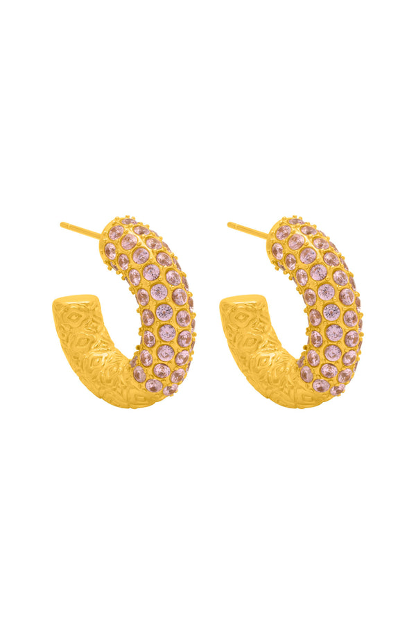 carisma Blush Pavé Patterned Hoop Earring Set