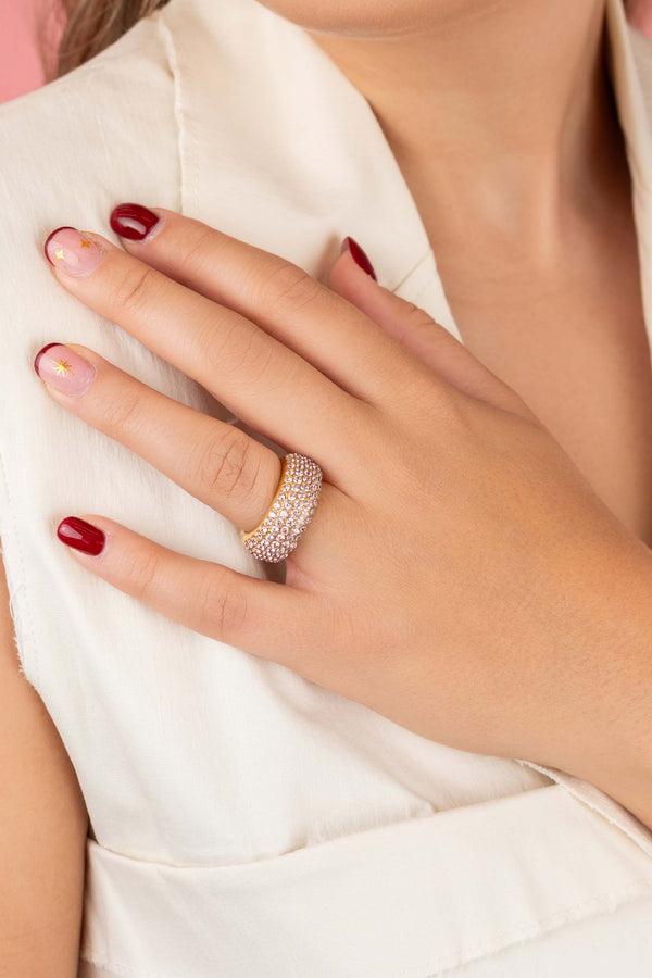 Carisma Blush Pavé Patterned Ring