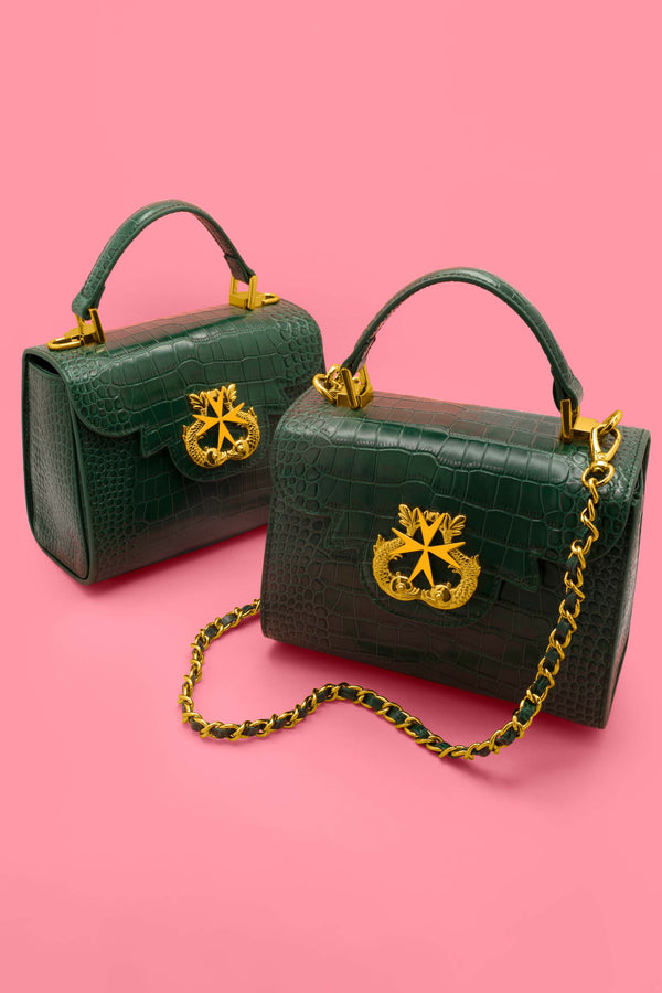Carisma Bridgetina Croc Embossed Emerald Green Bag