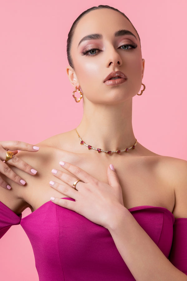 Carisma Carisma Pink Crystal Hoop Earring Set