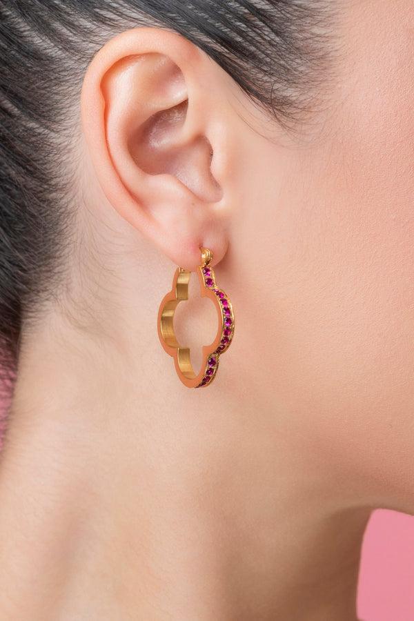 Carisma Carisma Pink Crystal Hoop Earring Set