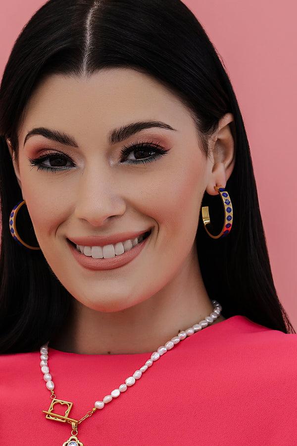 Carisma Carisma's Blue Enamel Hoop Earring Set