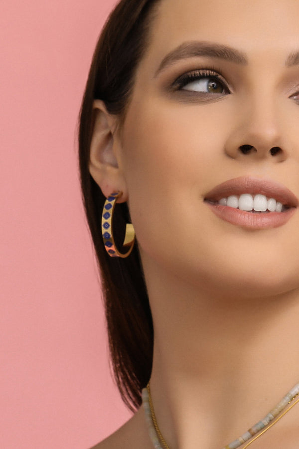 Carisma Carisma's Blue Enamel Hoop Earring Set