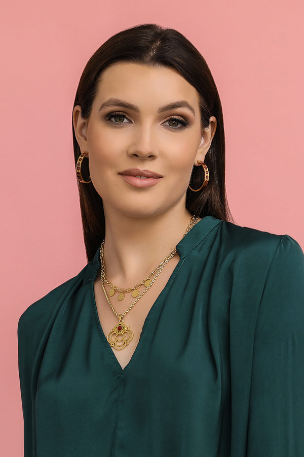 Carisma Carisma's Maroon Enamel Hoop Earring Set