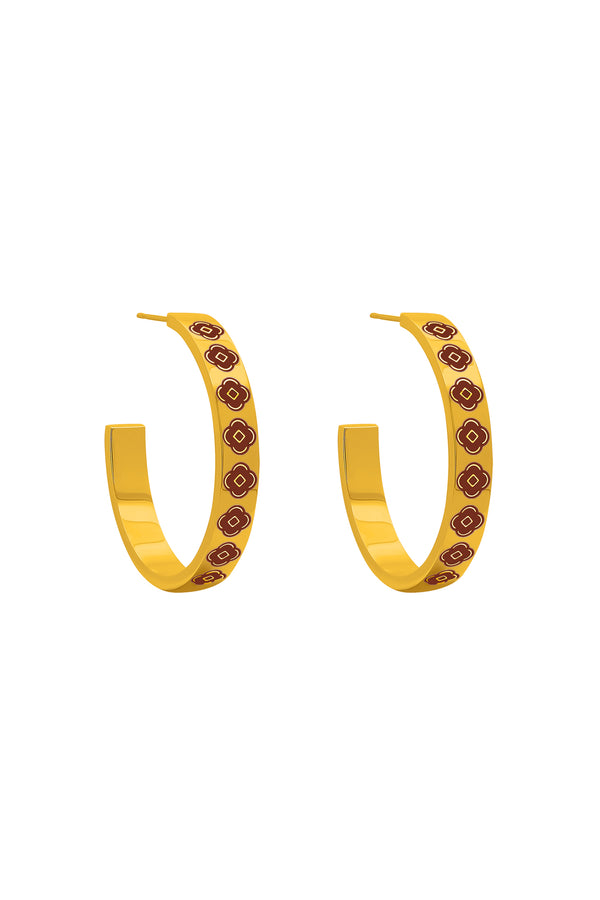 carisma Carisma's Maroon Enamel Hoop Earring Set
