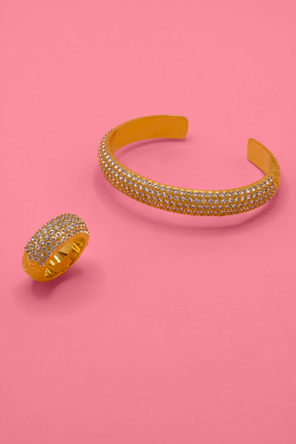 carisma Clear Pavé Patterned Bangle & Ring Gift Set