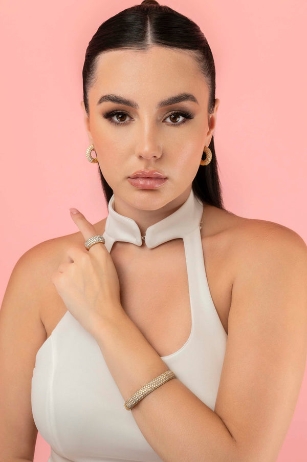 Carisma Clear Pavé Patterned Hoop Earring Set