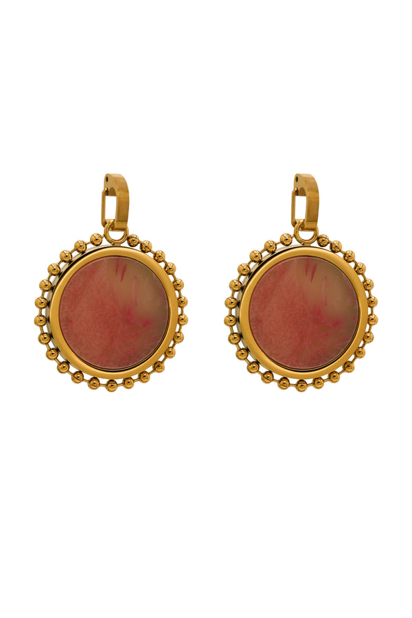 carisma Coral Stone Pendant Earring Set