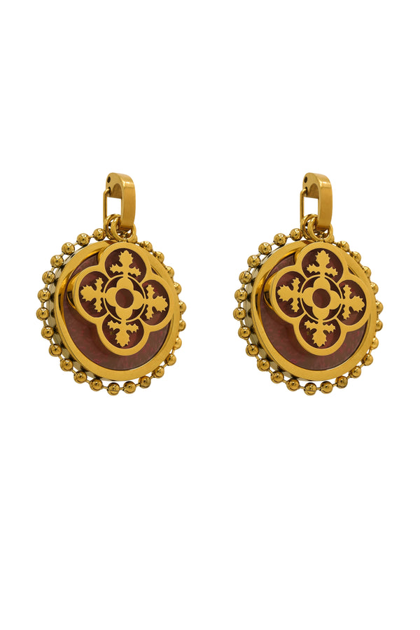 carisma Coral Stone & Tile Pendant Earring Set