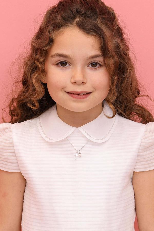 Carisma Cross & Pearl Silver Necklace