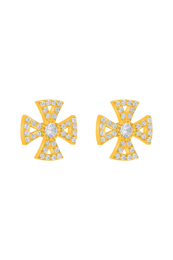 carisma Crystal Maltese Cross Stud Earring Set