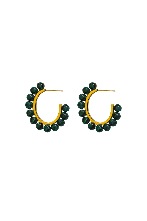 carisma Dark Forest Green Pearl Hoop Earring Set
