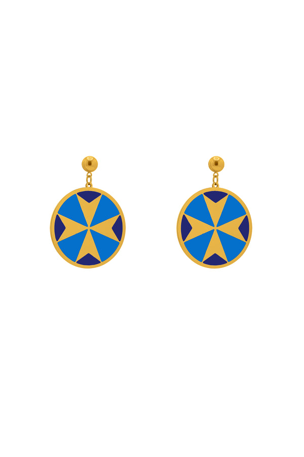 carisma Deep Blue Maltese Cross Petite Earring Set
