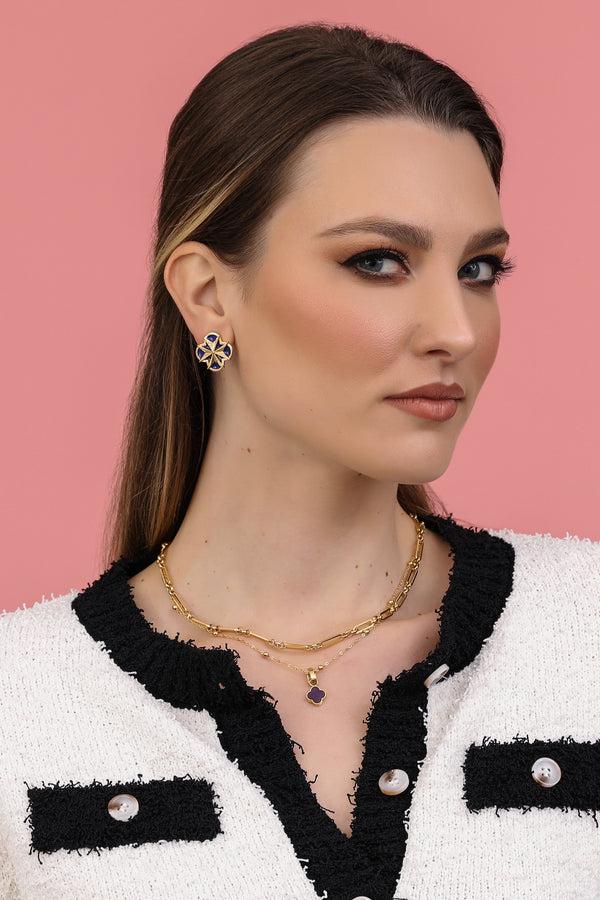 Carisma Deep Blue Maltese Cross Stud Earring Set