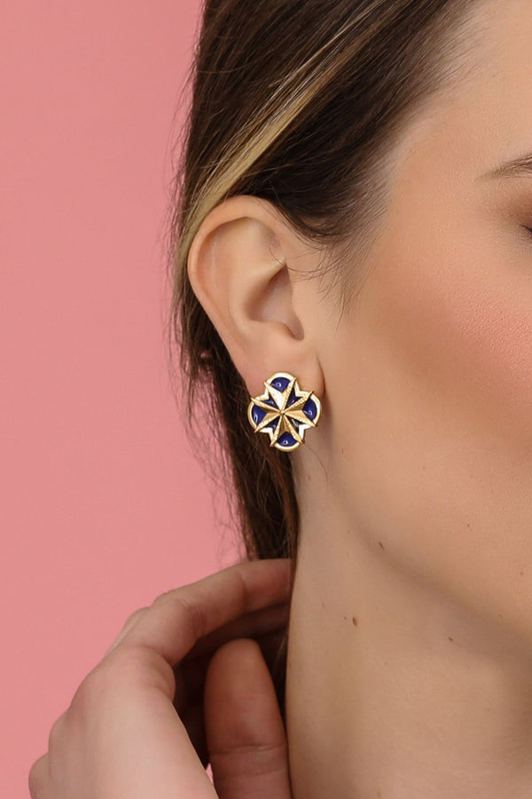 Carisma Deep Blue Maltese Cross Stud Earring Set