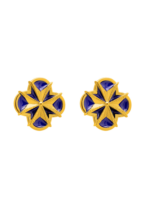 carisma Deep Blue Maltese Cross Stud Earring Set
