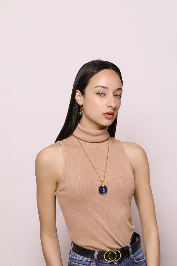 Carisma Deep Blue Stone Large Circle Pendant