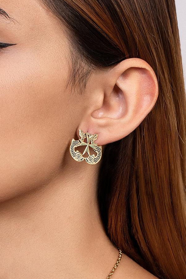 Carisma Dolphin & Maltese Cross Stud Earring Set