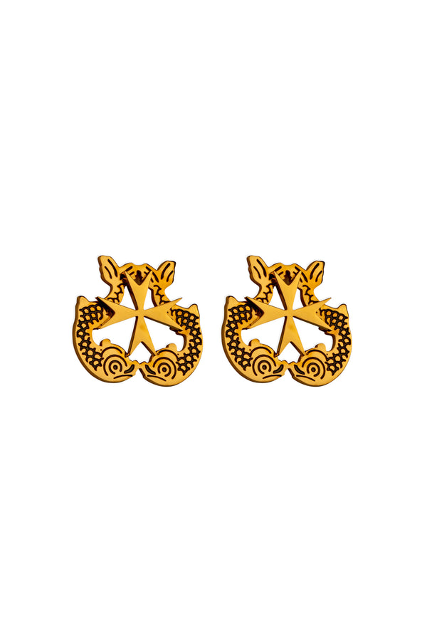 carisma Dolphin & Maltese Cross Stud Earring Set