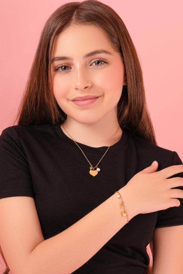 Carisma Engravable Gold Heart Charm Bracelet