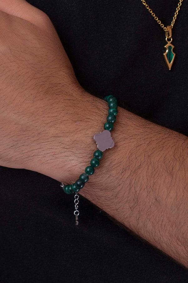 Carisma Engravable Malachite Beaded Bracelet