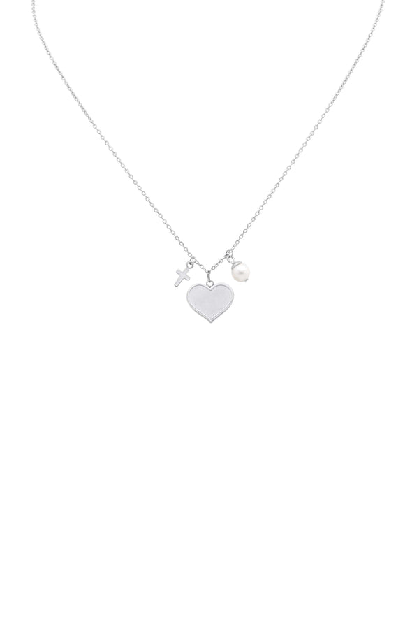 carisma Engravable Silver Heart Charm Necklace