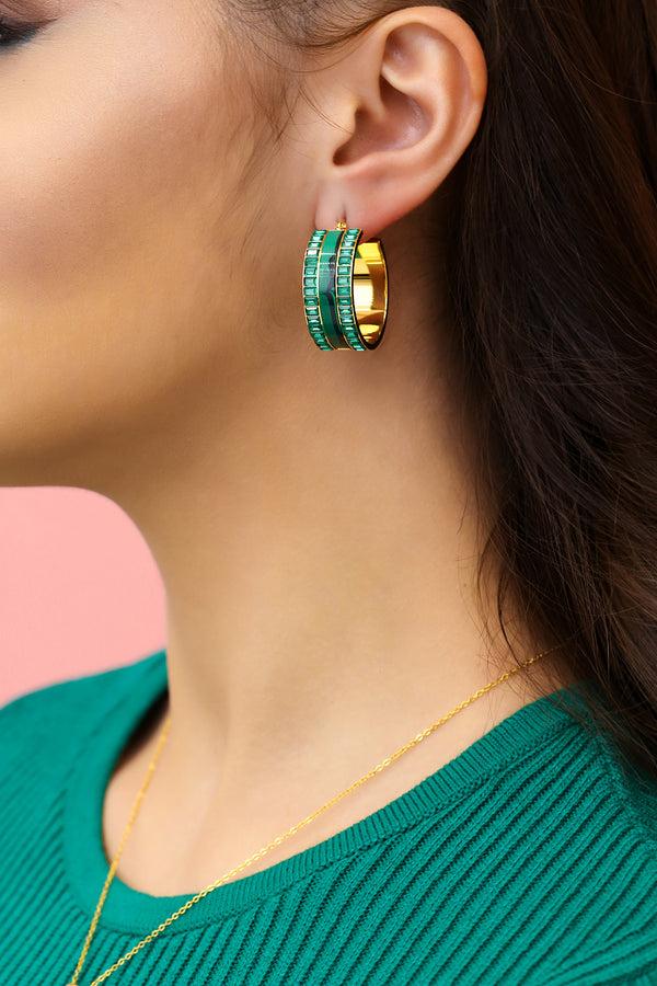 Carisma Faniello Malachite Hoop Earring Set
