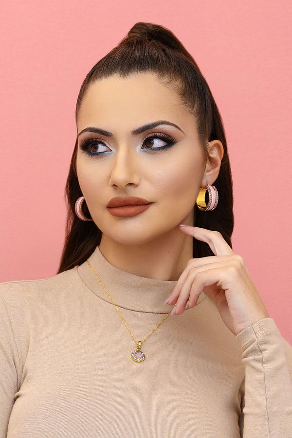 Carisma Faniello Pink Cat Eye Hoop Earring Set