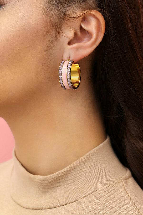 Carisma Faniello Pink Cat Eye Hoop Earring Set