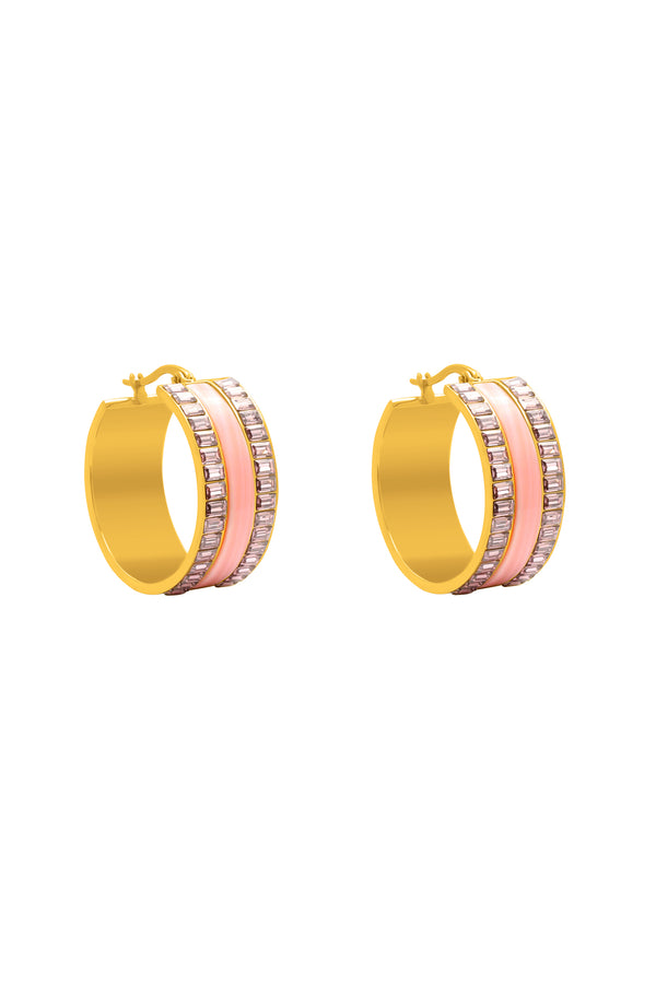 carisma Faniello Pink Cat Eye Hoop Earring Set