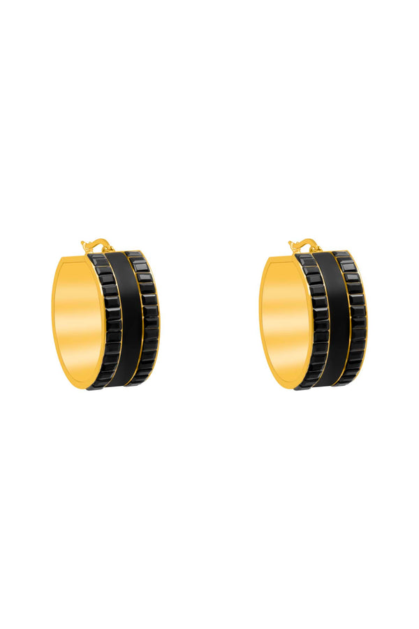 carisma Faniello's Black Enamel Hoop Earring Set