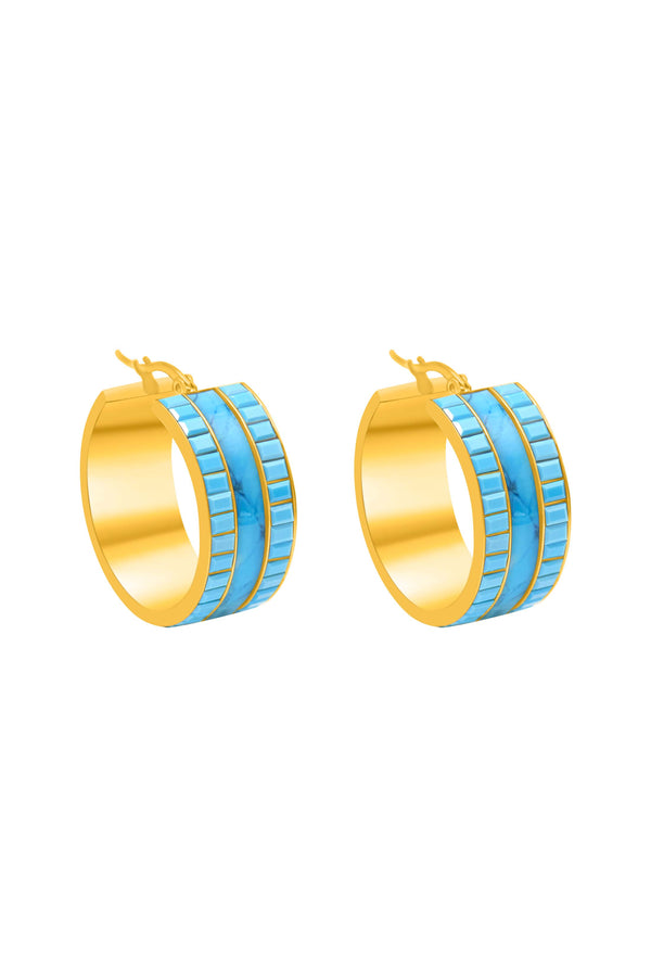 carisma Faniello Turquoise Marble Hoop Earring Set