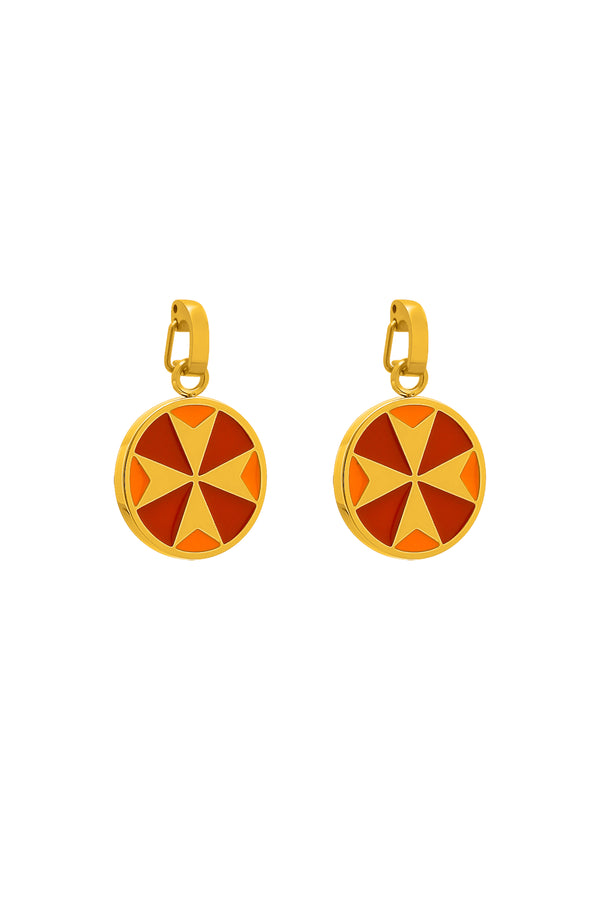 carisma Flame Maltese Cross Pendant Earring Set