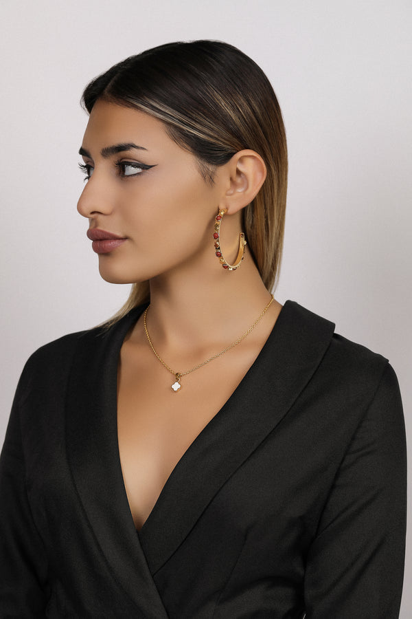 Carisma Flame Stone Hoop Earring Set
