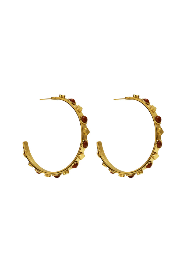 carisma Flame Stone Hoop Earring Set