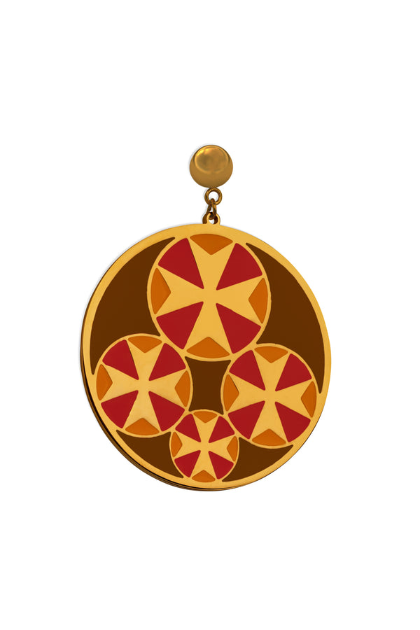 Carisma Flame Tetrad Maltese Cross Earring Set