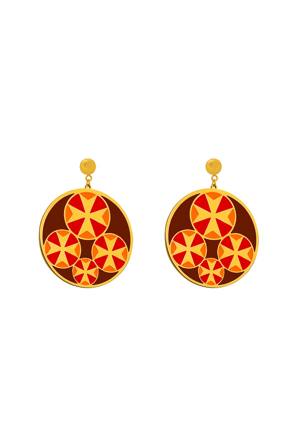 carisma Flame Tetrad Maltese Cross Earring Set