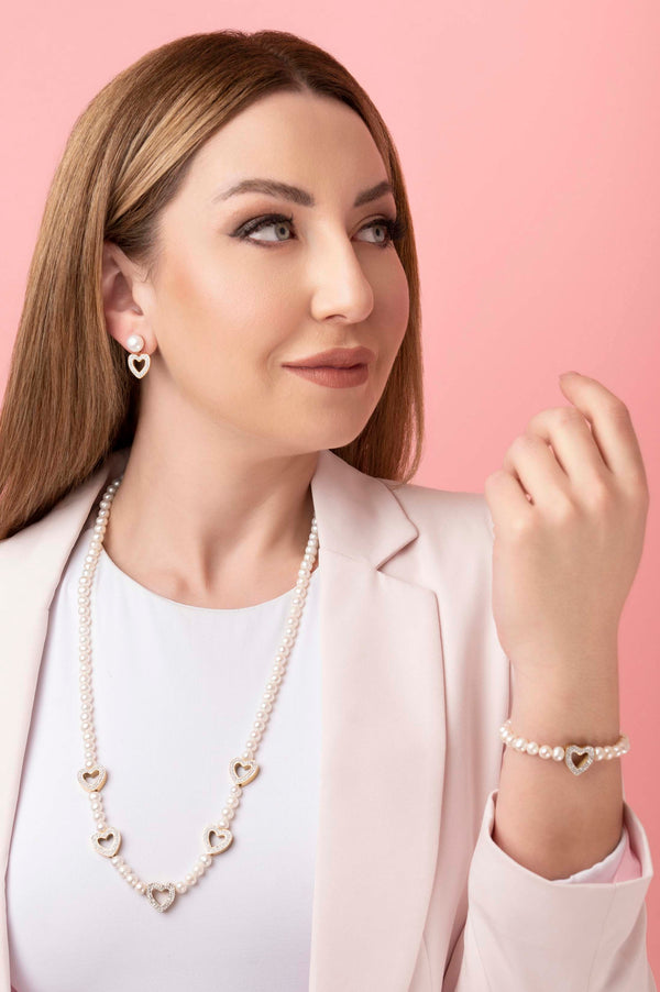 Carisma Freshwater Pearl Heart Pavé Bracelet