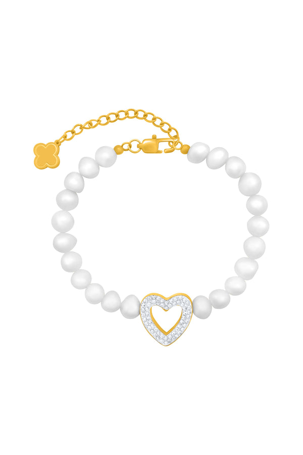carisma Freshwater Pearl Heart Pavé Bracelet