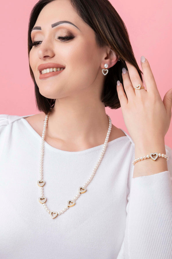 Carisma Freshwater Pearl Heart Pavé Gift Set