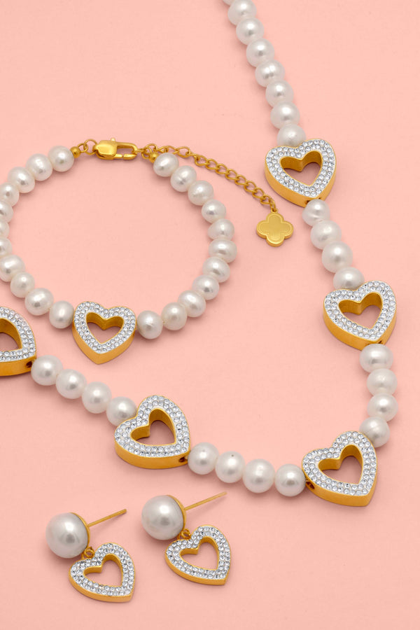 carisma Freshwater Pearl Heart Pavé Gift Set