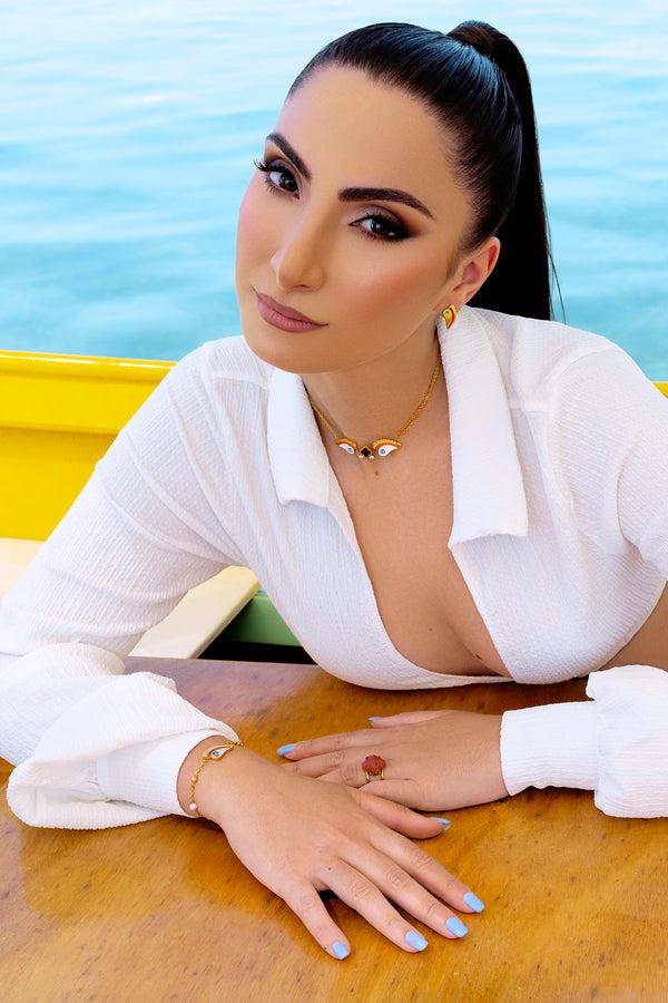 Carisma Golden Luzzu Eye Stud Earring Set