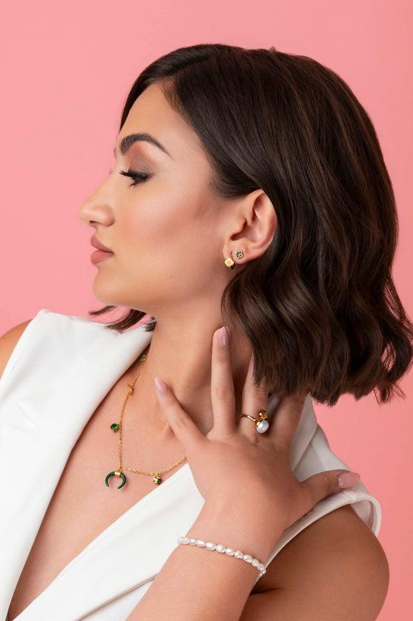 Carisma Green Zirconia Stud Earring Set