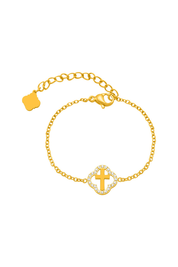 carisma Halo Cross Gold Bracelet